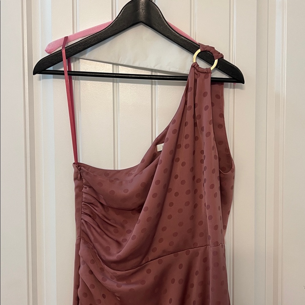 Favorite Daughter The Singles Table Dress Mauve Polka Dot One Shoulder Size 10
